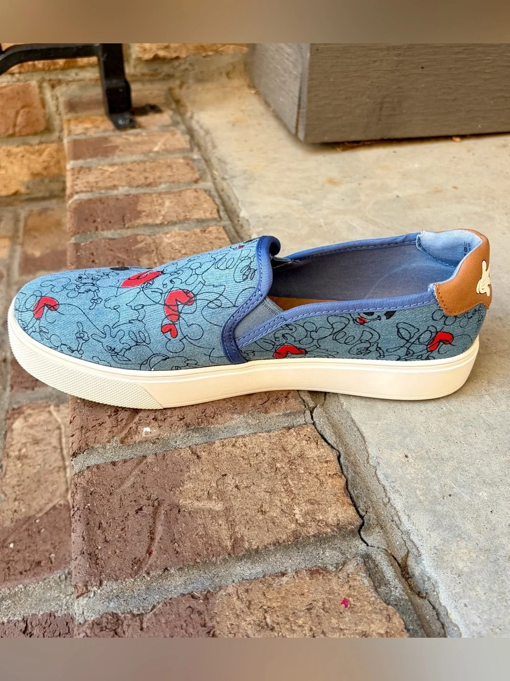 Disney X Aldo True Original Slip On Sneaker Sz 8.5 Mickey Minnie Mouse Denim EUC